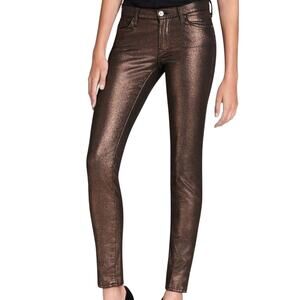 7 For All Mankind‎ Skinny Copper Liquid Metallic Jeans size 25